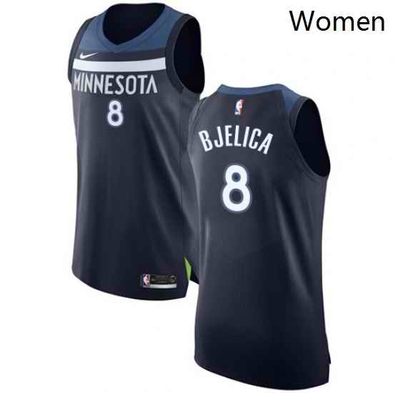 Womens Nike Minnesota Timberwolves 8 Nemanja Bjelica Authentic Navy Blue Road NBA Jersey Icon Edition